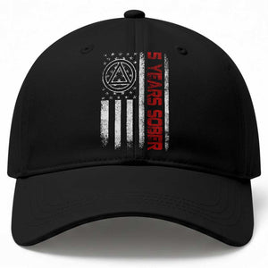 5 Years Sober Baseball Cap 5 Years Sobriety Anniversary Vintage American Flag TS11 Print Your Wear