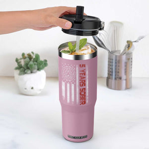 5 Years Sober Flip Straw Tumbler 5 Years Sobriety Anniversary Vintage American Flag TS11 One Size: 30 oz Light Pink Print Your Wear
