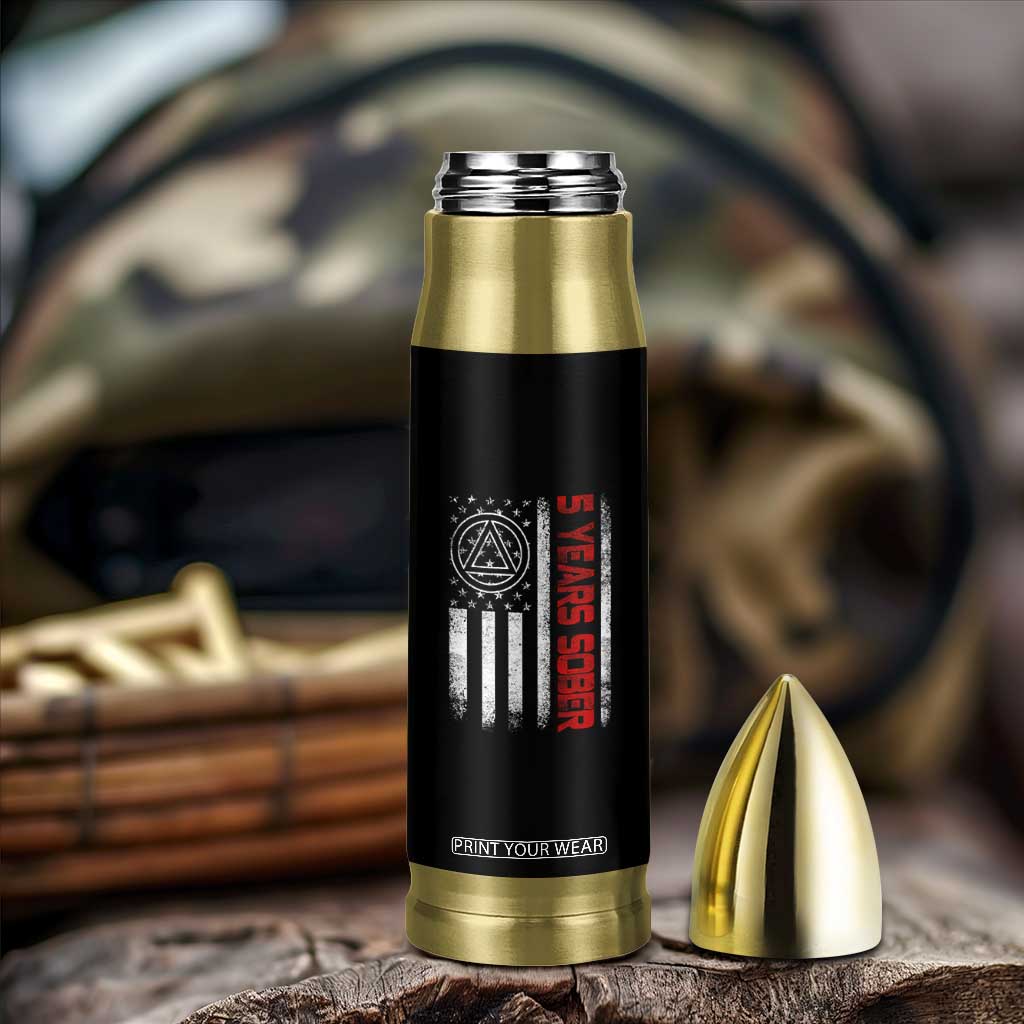 5 Years Sober Bullet Tumbler 5 Years Sobriety Anniversary Vintage American Flag TS11 Print Your Wear