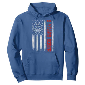 5 Years Sober Hoodie 5 Years Sobriety Anniversary Vintage American Flag TS11 Royal Blue Print Your Wear