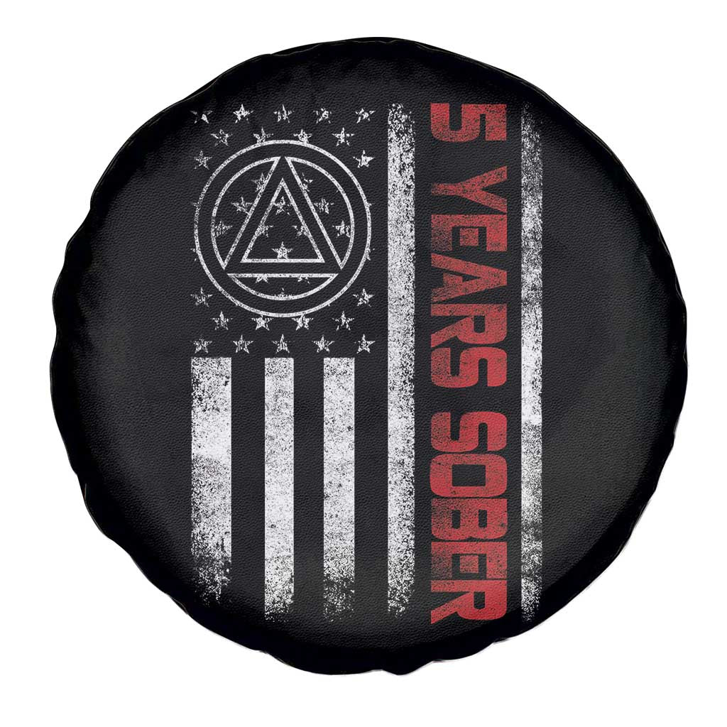 5 Years Sober Spare Tire Cover 5 Years Sobriety Anniversary Vintage American Flag TS11 Print Your Wear