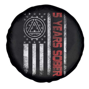 5 Years Sober Spare Tire Cover 5 Years Sobriety Anniversary Vintage American Flag TS11 Print Your Wear