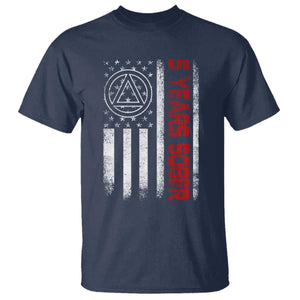 5 Years Sober T Shirt 5 Years Sobriety Anniversary Vintage American Flag TS11 Navy Print Your Wear