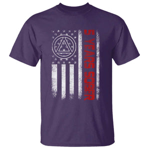 5 Years Sober T Shirt 5 Years Sobriety Anniversary Vintage American Flag TS11 Purple Print Your Wear