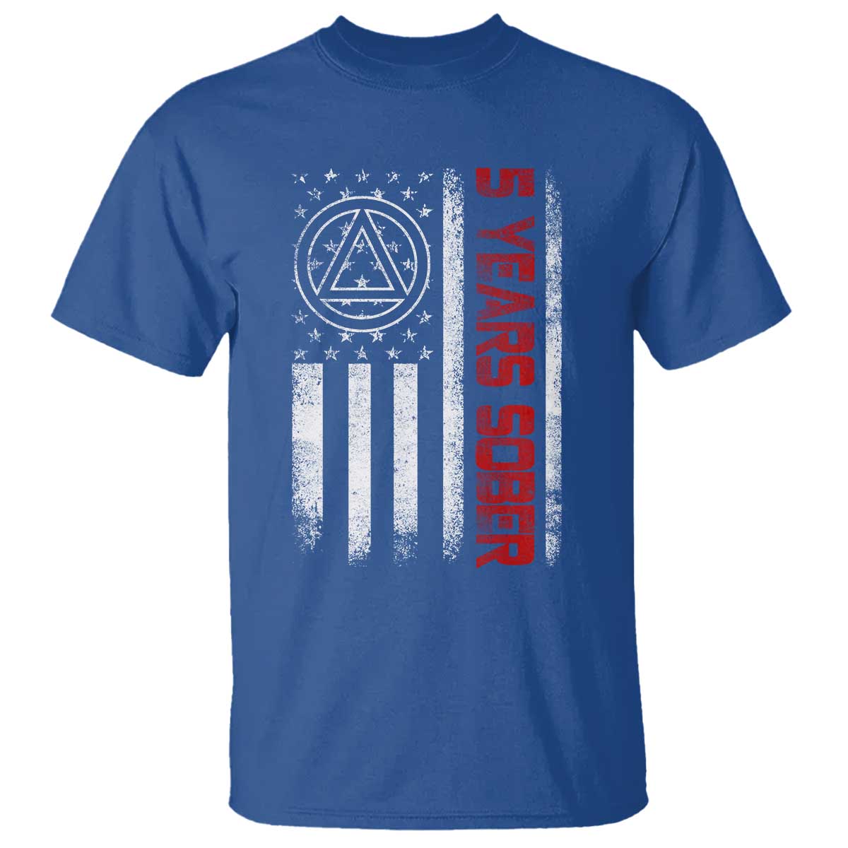 5 Years Sober T Shirt 5 Years Sobriety Anniversary Vintage American Flag TS11 Royal Blue Print Your Wear