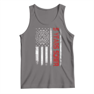 5 Years Sober Tank Top 5 Years Sobriety Anniversary Vintage American Flag TS11 Deep Heather Print Your Wear