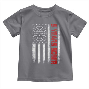 5 Years Sober Toddler T Shirt 5 Years Sobriety Anniversary Vintage American Flag TS11 Charcoal Print Your Wear
