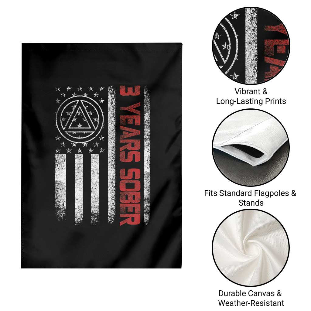 3 Years Sober Garden Flag 3 Years Sobriety Anniversary Vintage American Flag TS11 Print Your Wear
