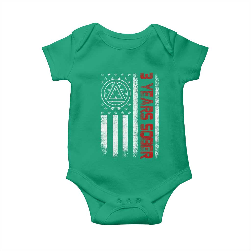 3 Years Sober Baby Onesie 3 Years Sobriety Anniversary Vintage American Flag TS11 Irish Green Print Your Wear