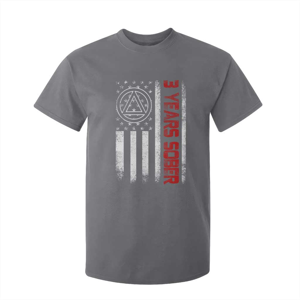 3 Years Sober T Shirt For Kid 3 Years Sobriety Anniversary Vintage American Flag TS11 Charcoal Print Your Wear
