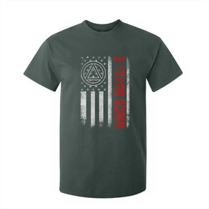 3 Years Sober T Shirt For Kid 3 Years Sobriety Anniversary Vintage American Flag TS11 Dark Forest Green Print Your Wear