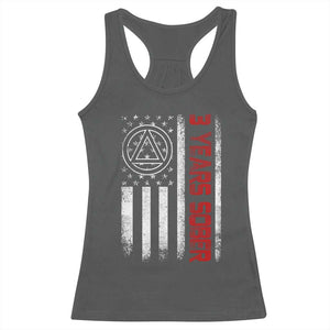 3 Years Sober Racerback Tank Top 3 Years Sobriety Anniversary Vintage American Flag TS11 Dark Heather Print Your Wear