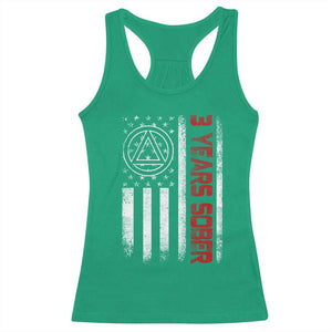 3 Years Sober Racerback Tank Top 3 Years Sobriety Anniversary Vintage American Flag TS11 Irish Green Print Your Wear