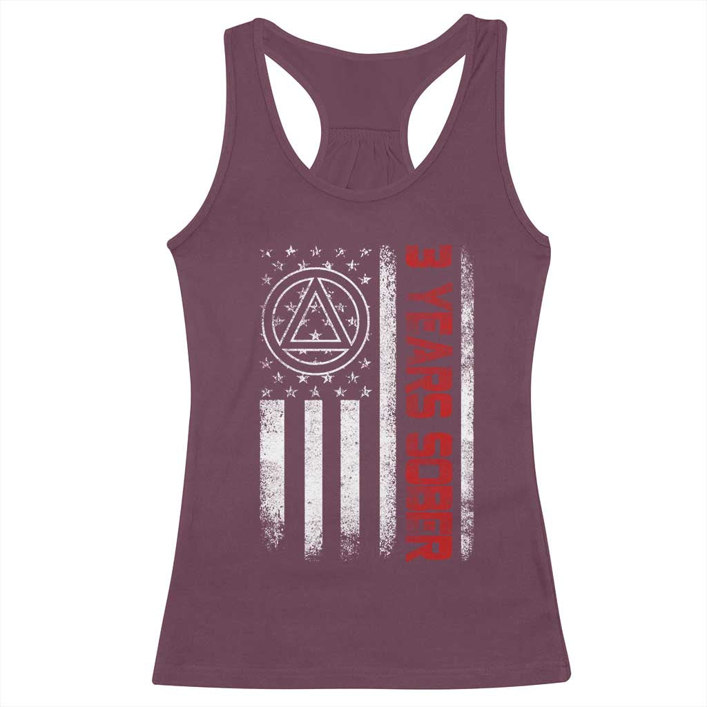 3 Years Sober Racerback Tank Top 3 Years Sobriety Anniversary Vintage American Flag TS11 Maroon Print Your Wear