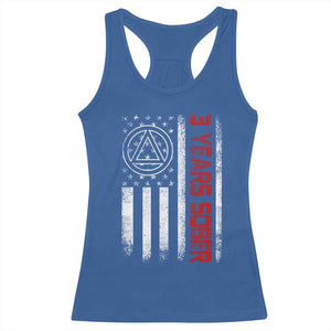 3 Years Sober Racerback Tank Top 3 Years Sobriety Anniversary Vintage American Flag TS11 Royal Blue Print Your Wear