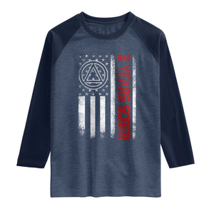 3 Years Sober Raglan Shirt 3 Years Sobriety Anniversary Vintage American Flag TS11 Heather Denim Navy Print Your Wear