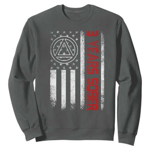 3 Years Sober Sweatshirt 3 Years Sobriety Anniversary Vintage American Flag TS11 Dark Heather Print Your Wear