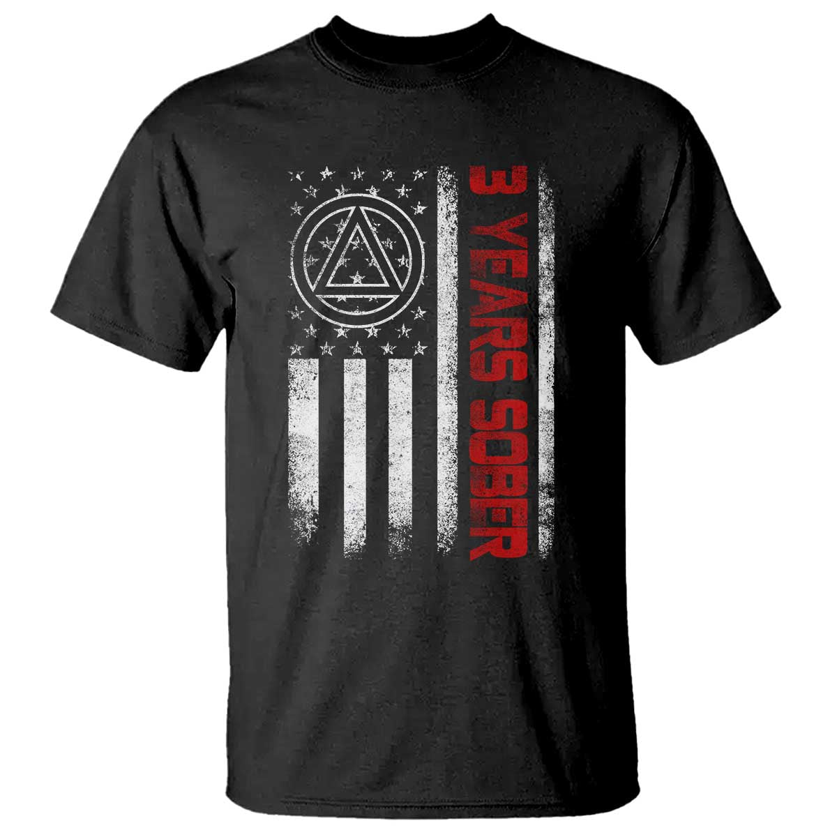 3 Years Sober T Shirt 3 Years Sobriety Anniversary Vintage American Flag TS11 Black Print Your Wear