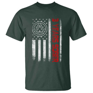 3 Years Sober T Shirt 3 Years Sobriety Anniversary Vintage American Flag TS11 Dark Forest Green Print Your Wear