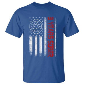 3 Years Sober T Shirt 3 Years Sobriety Anniversary Vintage American Flag TS11 Royal Blue Print Your Wear