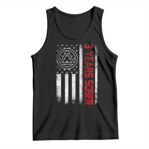 3 Years Sober Tank Top 3 Years Sobriety Anniversary Vintage American Flag TS11 Black Print Your Wear