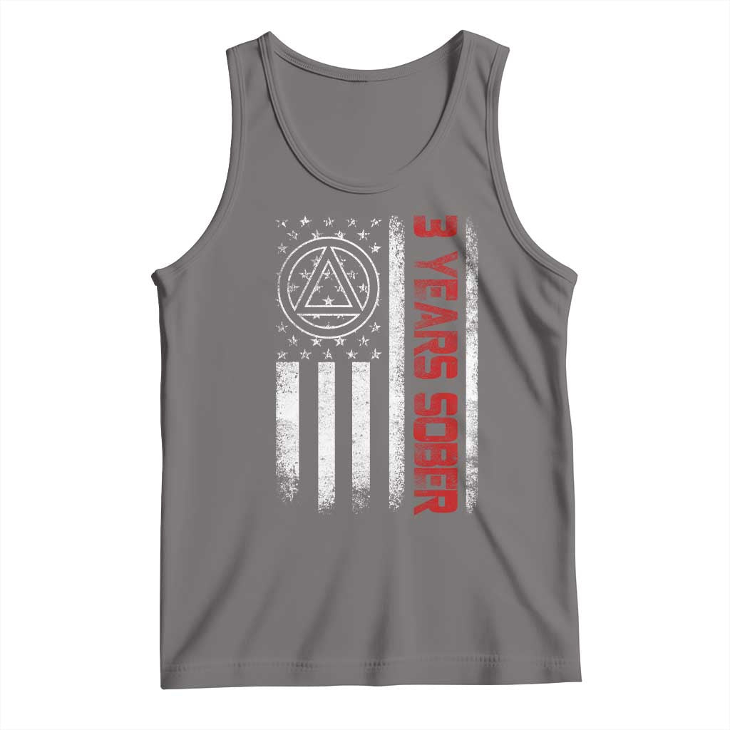 3 Years Sober Tank Top 3 Years Sobriety Anniversary Vintage American Flag TS11 Deep Heather Print Your Wear