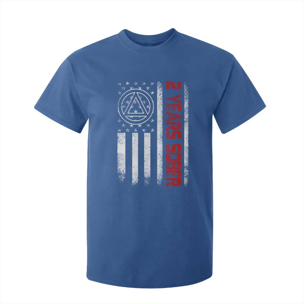 2 Years Sober T Shirt For Kid 2 Years Sobriety Anniversary Vintage American Flag TS11 Royal Blue Print Your Wear