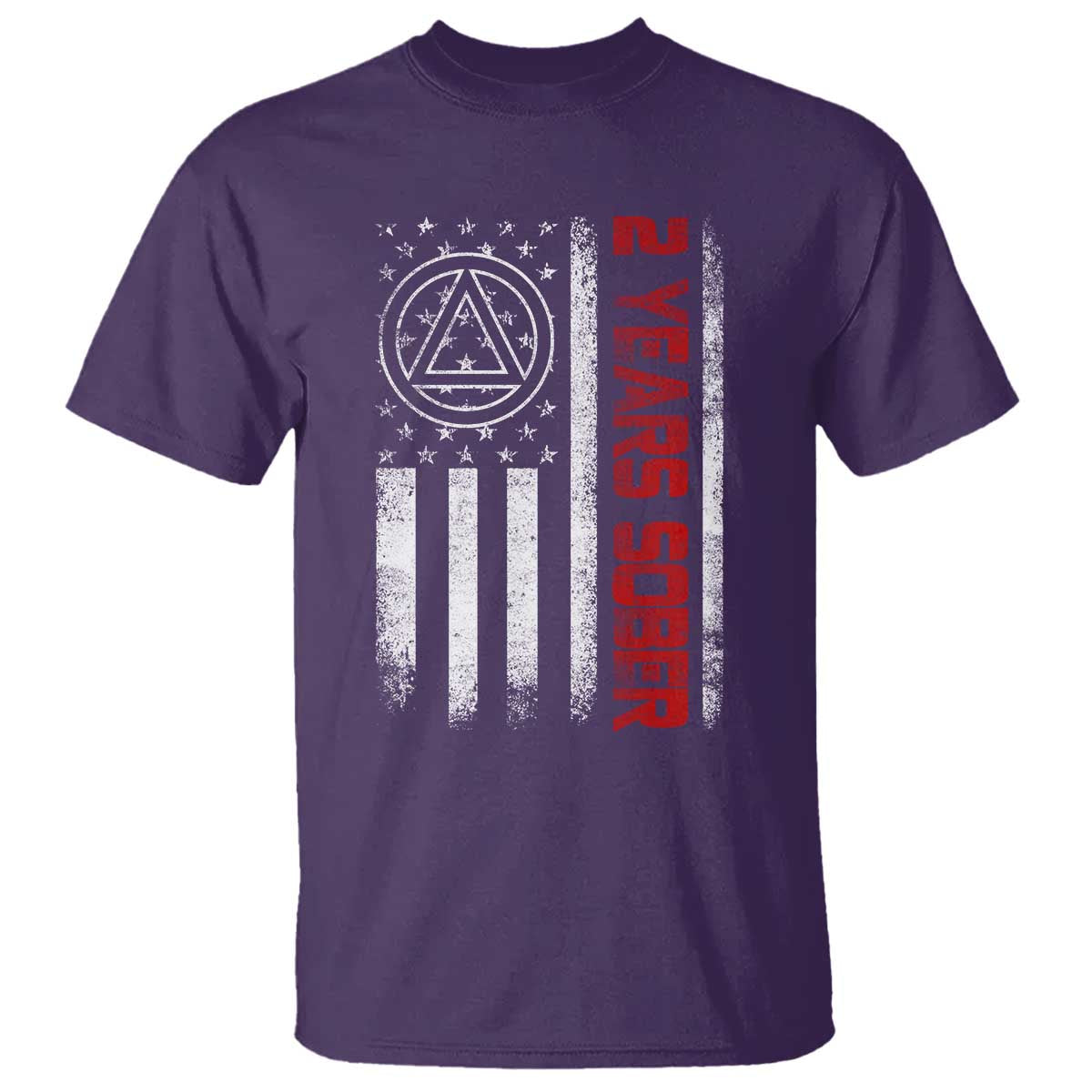 2 Years Sober T Shirt 2 Years Sobriety Anniversary Vintage American Flag TS11 Purple Print Your Wear