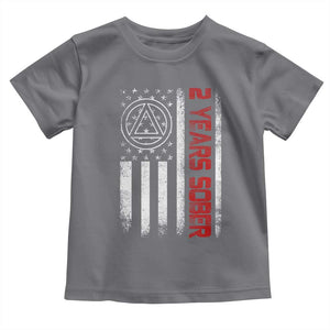2 Years Sober Toddler T Shirt 2 Years Sobriety Anniversary Vintage American Flag TS11 Charcoal Print Your Wear