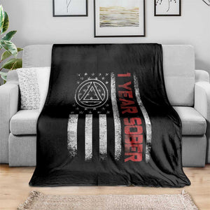1 Year Sober Throw Blanket 1 Year Sobriety Anniversary Vintage American Flag TS11 Print Your Wear