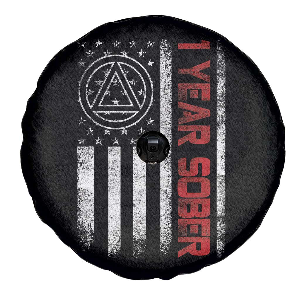 1 Year Sober Spare Tire Cover 1 Year Sobriety Anniversary Vintage American Flag TS11 Print Your Wear