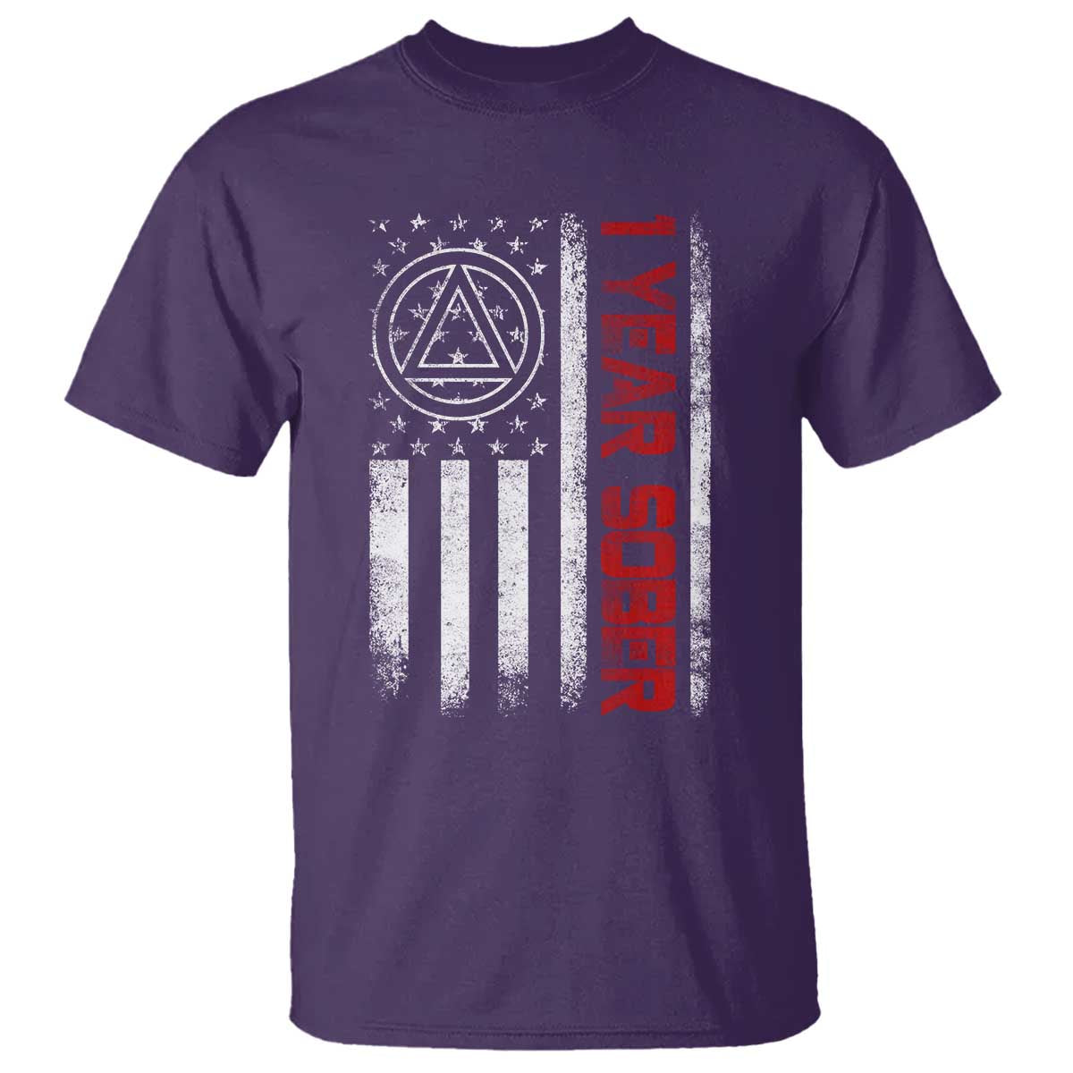 1 Year Sober T Shirt 1 Year Sobriety Anniversary Vintage American Flag TS11 Purple Print Your Wear