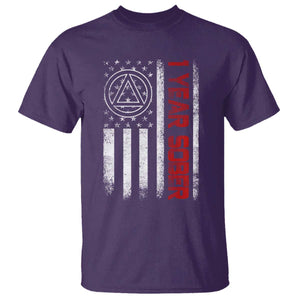 1 Year Sober T Shirt 1 Year Sobriety Anniversary Vintage American Flag TS11 Purple Print Your Wear