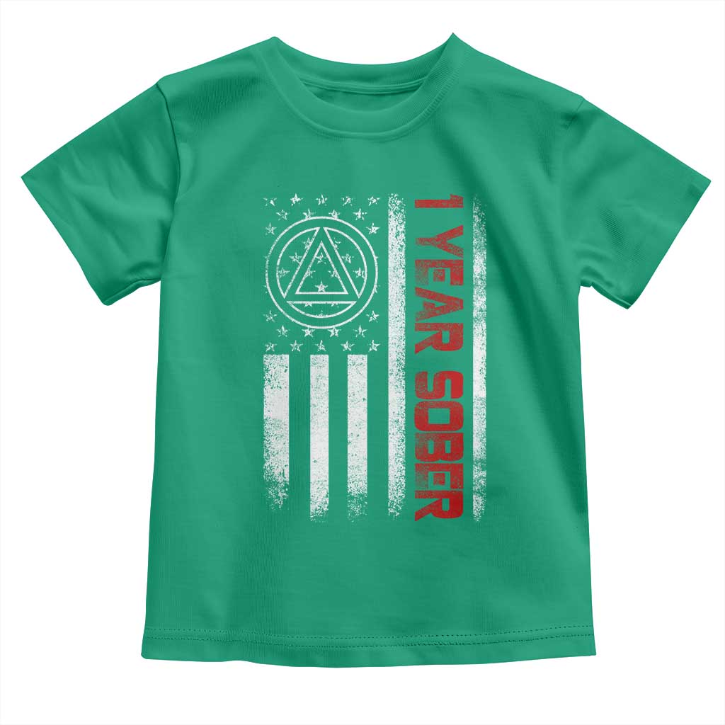 1 Year Sober Toddler T Shirt 1 Year Sobriety Anniversary Vintage American Flag TS11 Irish Green Print Your Wear
