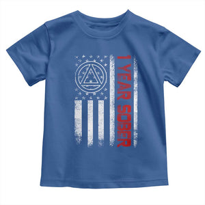 1 Year Sober Toddler T Shirt 1 Year Sobriety Anniversary Vintage American Flag TS11 Royal Blue Print Your Wear