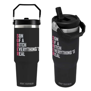 Sobriety Anniversary Flip Straw Tumbler Sober Son Of A Bitch Everythings Real Pink AA NA TS11 One Size: 30 oz Black Print Your Wear