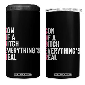 Sobriety Anniversary 4 in 1 Can Cooler Tumbler Sober Son Of A Bitch Everythings Real Pink AA NA TS11 One Size: 16 oz Black Print Your Wear