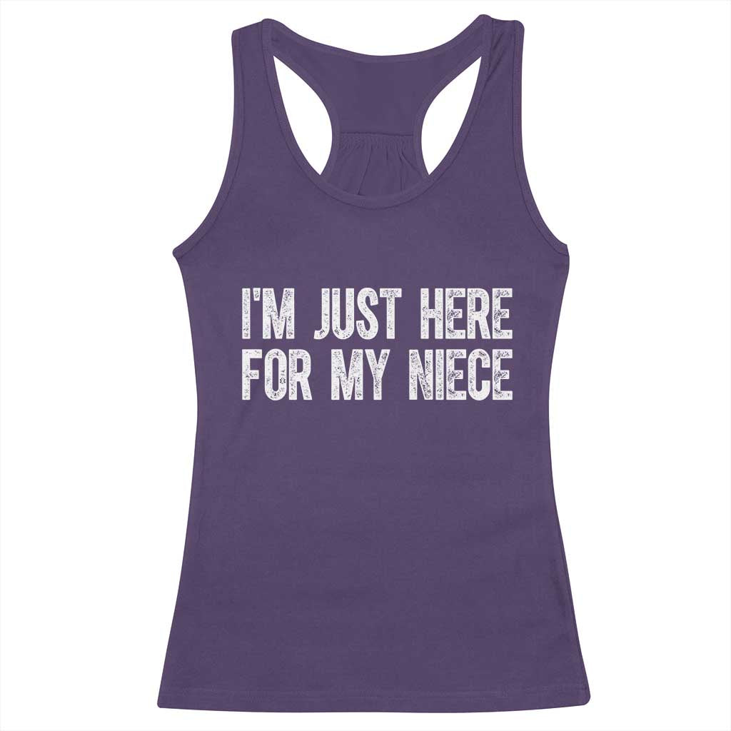 I Am Just Here For My Niece Racerback Tank Top Funny Aunt and Uncle TS11 Purple Print Your Wear