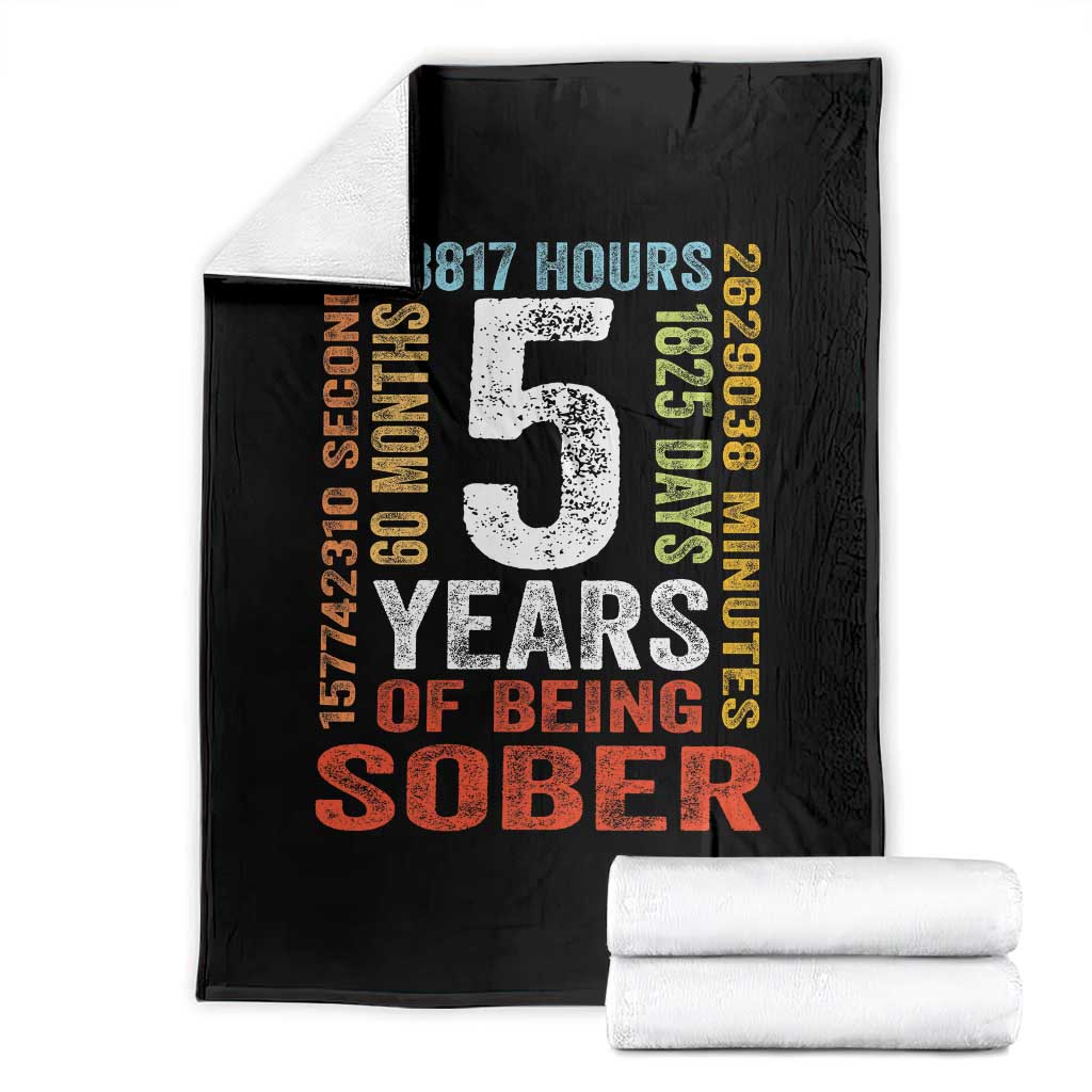 5 Years Of Being Sober Throw Blanket 5 Years Sobriety Anniversary Addiction Recovery TS11 Black Print Your Wear
