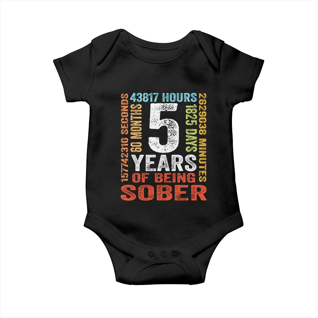 5 Years Of Being Sober Baby Onesie 5 Years Sobriety Anniversary Addiction Recovery TS11 Black Print Your Wear