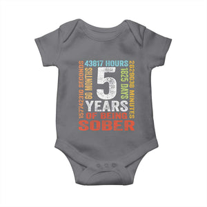 5 Years Of Being Sober Baby Onesie 5 Years Sobriety Anniversary Addiction Recovery TS11 Charcoal Print Your Wear