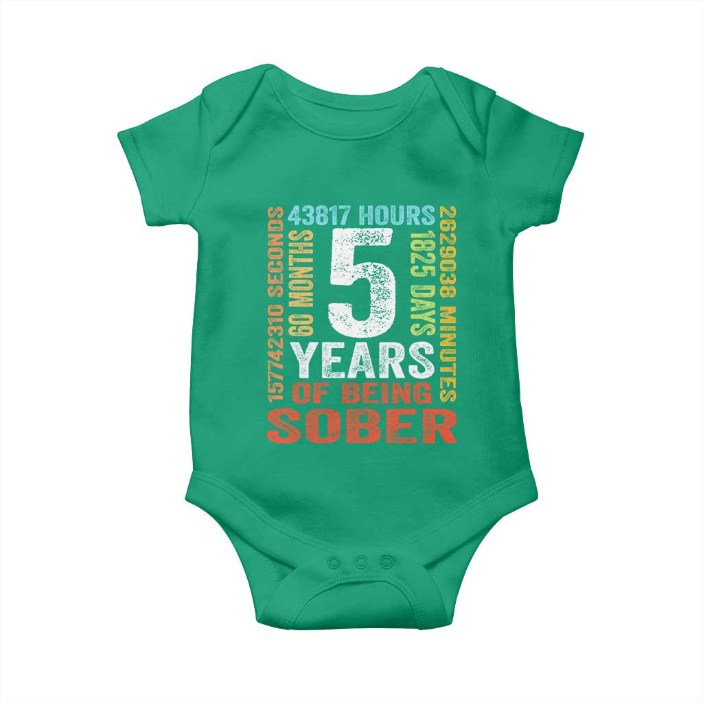 5 Years Of Being Sober Baby Onesie 5 Years Sobriety Anniversary Addiction Recovery TS11 Irish Green Print Your Wear