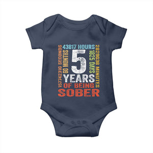 5 Years Of Being Sober Baby Onesie 5 Years Sobriety Anniversary Addiction Recovery TS11 Navy Print Your Wear
