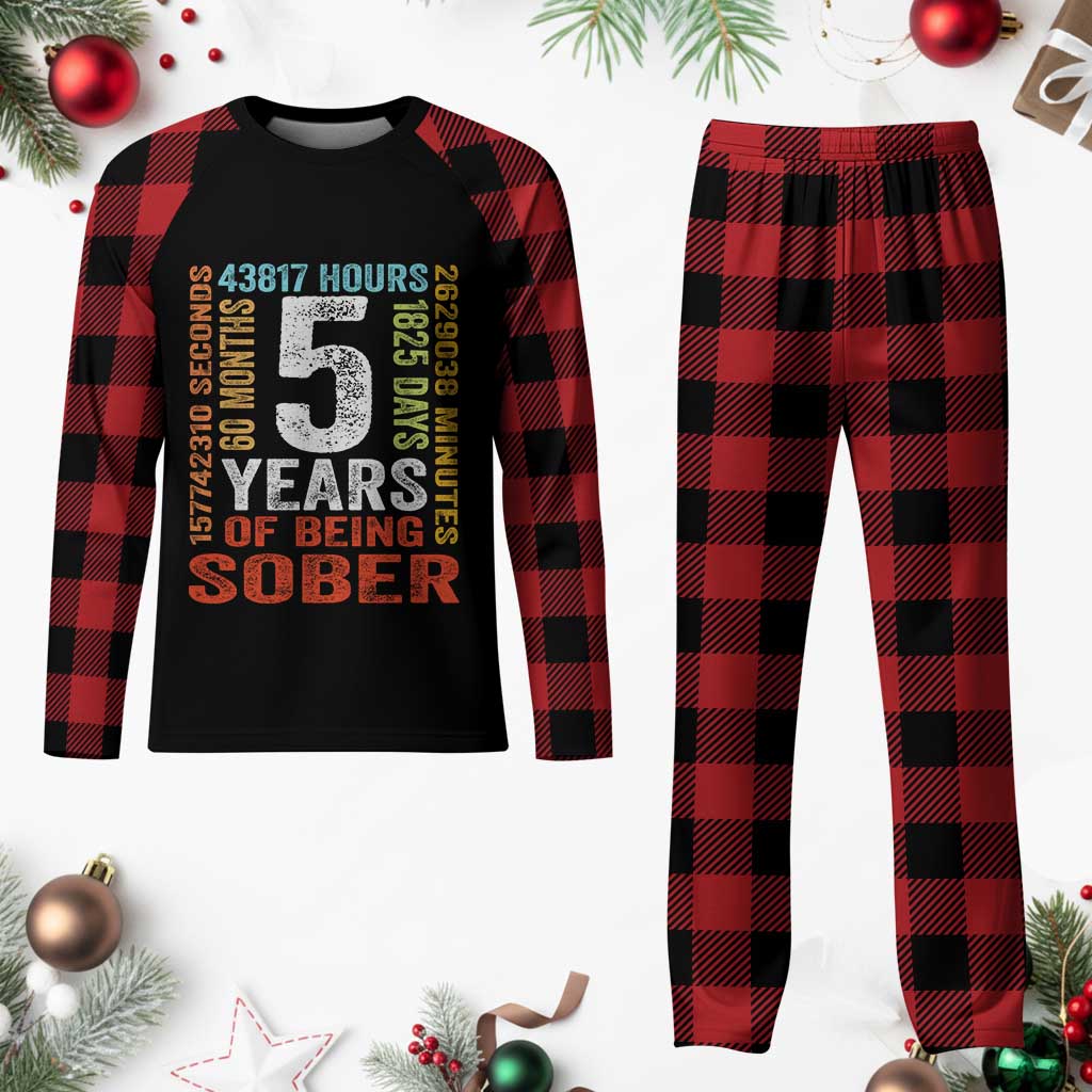 5 Years Of Being Sober Plaid Pajama Set 5 Years Sobriety Anniversary Addiction Recovery TS11 Buffalo Plaid Print Your Wear