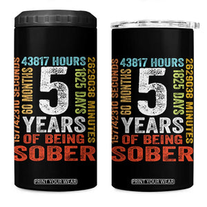 5 Years Of Being Sober 4 in 1 Can Cooler Tumbler 5 Years Sobriety Anniversary Addiction Recovery TS11 One Size: 16 oz Black Print Your Wear