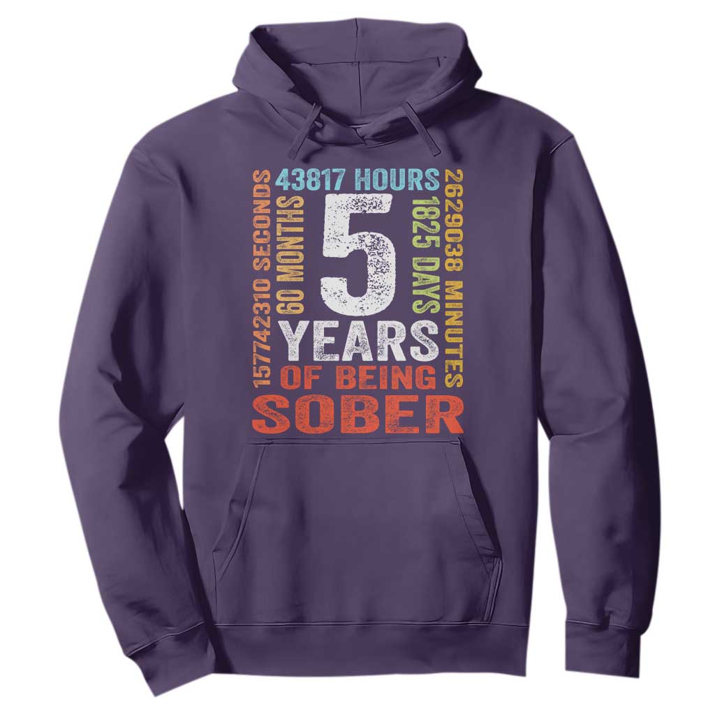 5 Years Of Being Sober Hoodie 5 Years Sobriety Anniversary Addiction Recovery TS11 Purple Print Your Wear