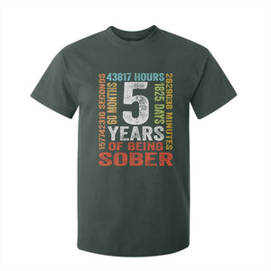 5 Years Of Being Sober T Shirt For Kid 5 Years Sobriety Anniversary Addiction Recovery TS11 Dark Forest Green Print Your Wear