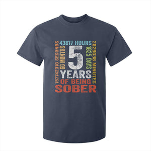 5 Years Of Being Sober T Shirt For Kid 5 Years Sobriety Anniversary Addiction Recovery TS11 Navy Print Your Wear
