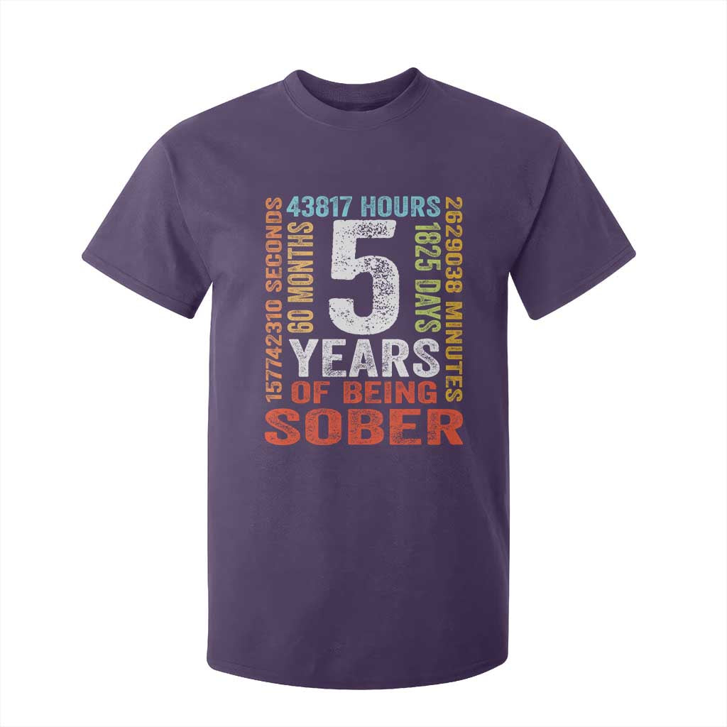 5 Years Of Being Sober T Shirt For Kid 5 Years Sobriety Anniversary Addiction Recovery TS11 Purple Print Your Wear