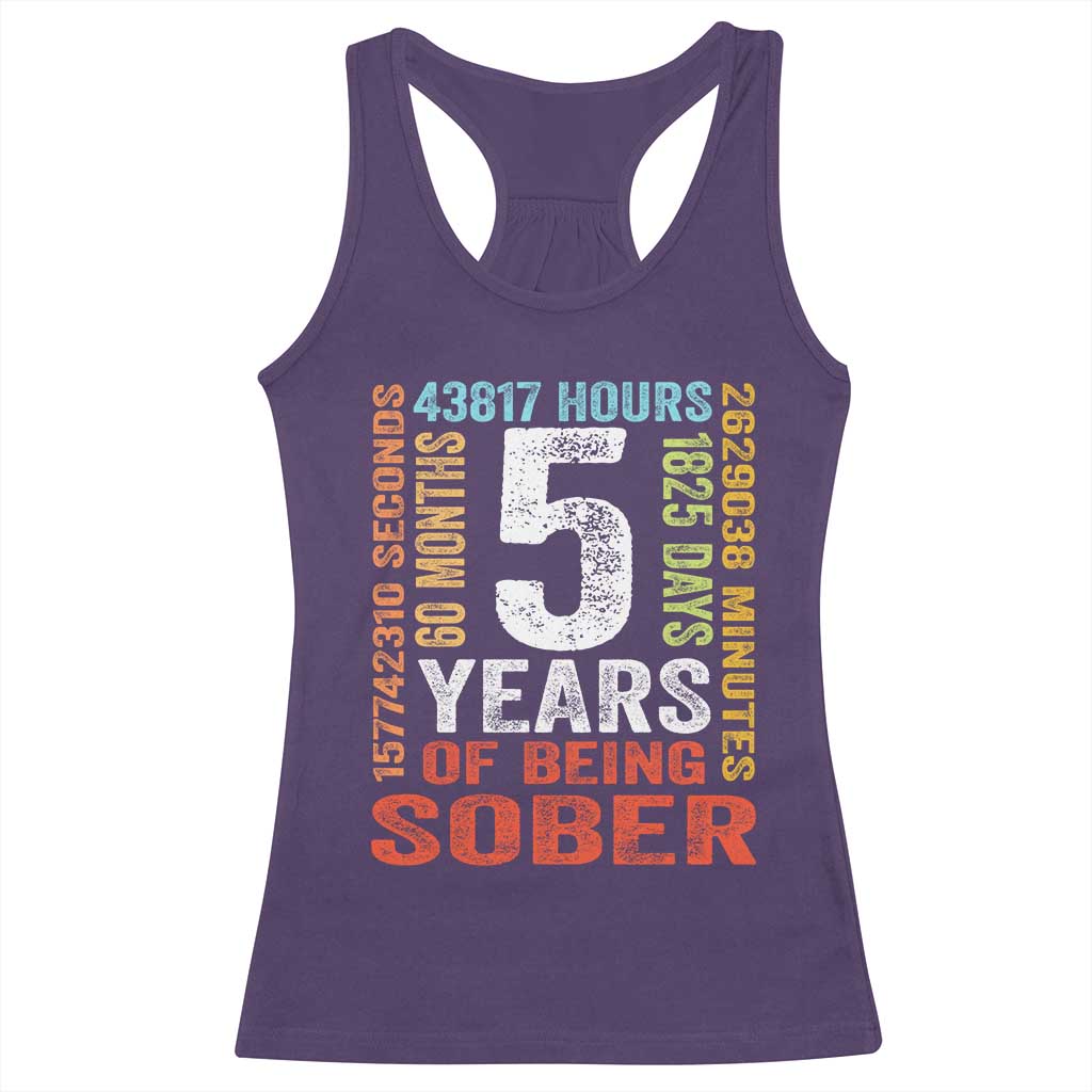 5 Years Of Being Sober Racerback Tank Top 5 Years Sobriety Anniversary Addiction Recovery TS11 Purple Print Your Wear